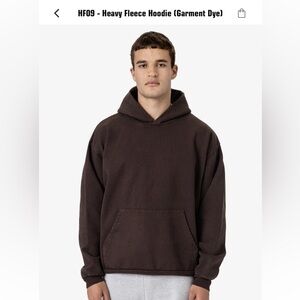Los Angeles Apparel Heavy Fleece Hoodie 14oz Cotton Garment Dyed - Chocolate Med